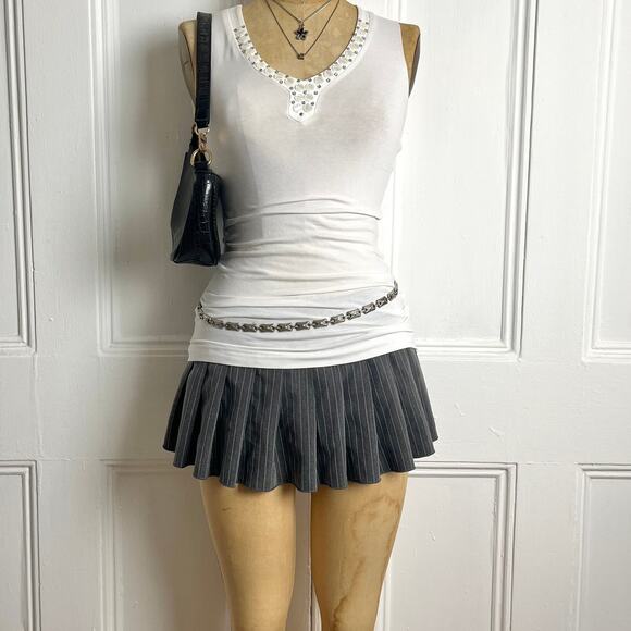 Gerry Weber white v neck tank with bedazzled neckline Y2K Fairycore size S - Picture 3 of 7